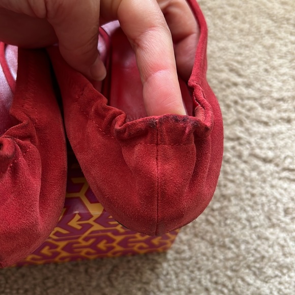 Tory Burch Red Suede Reva Flat 9 - Picture 9 of 15